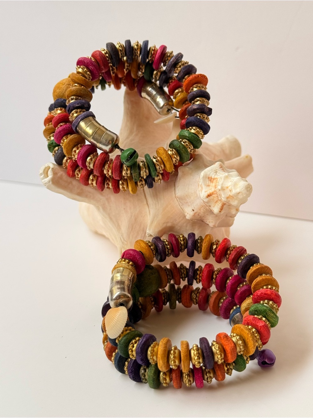 Boho Beaded Bracelet Set 🌈 Multicolor Wooden Stackable Wrap Bracelets